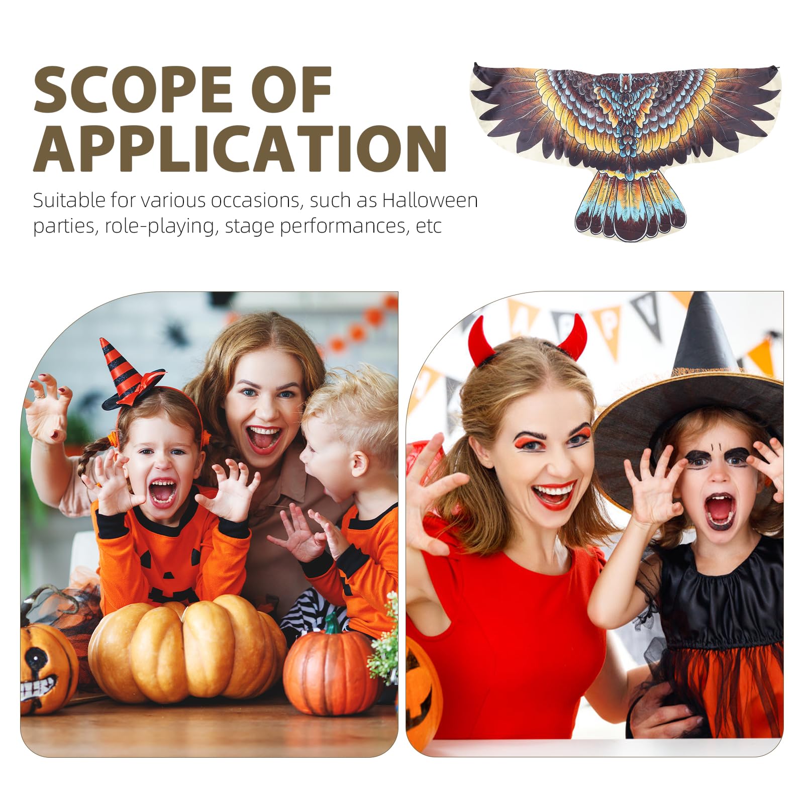 Mantello Piume di Aquila per Costume Halloween Adulti Skin Friendly Design Accattivante per Feste e Cosplay