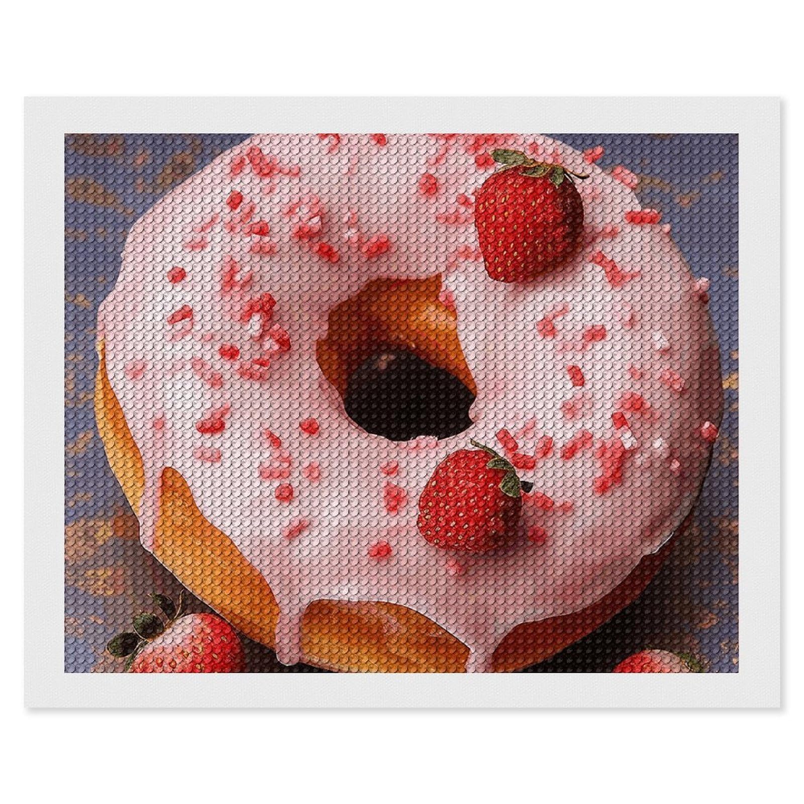 NONHAI Diamond Painting Kits for Adults - DIY Diamond Art Kits for Beginners - Full 5D Paint Drill Diamond Dots Paintings- Strawberry Donut Diamonds Pictures Gem Art and Craft Wall Decor 16"x20"