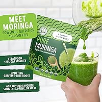 Vista 9 de Kuli Kuli Polvo de Hoja de Moringa Oleifera Orgánica y Batido Verde, 100% Puro Certificado por la USDA y Sin OGM, Ideal para Licuar, Té y Comida
