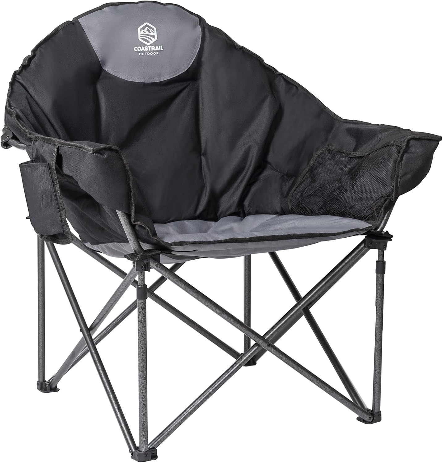 HUEZOE Oversized Padded Camping Chair Round Moon Saucer