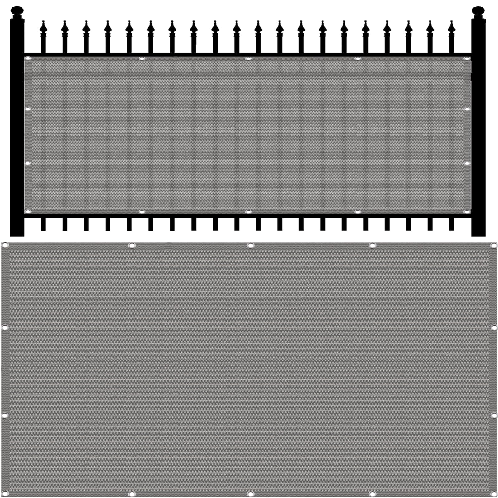 Telo Balcone 190 x 350 cm in HDPE 220G ㎡, Frangivento, Protezione Solare, Permeabile, Anti-Uv, Privacy Recinzione Copertura con Fascette e Funi para Jardín Exterior, Grigio