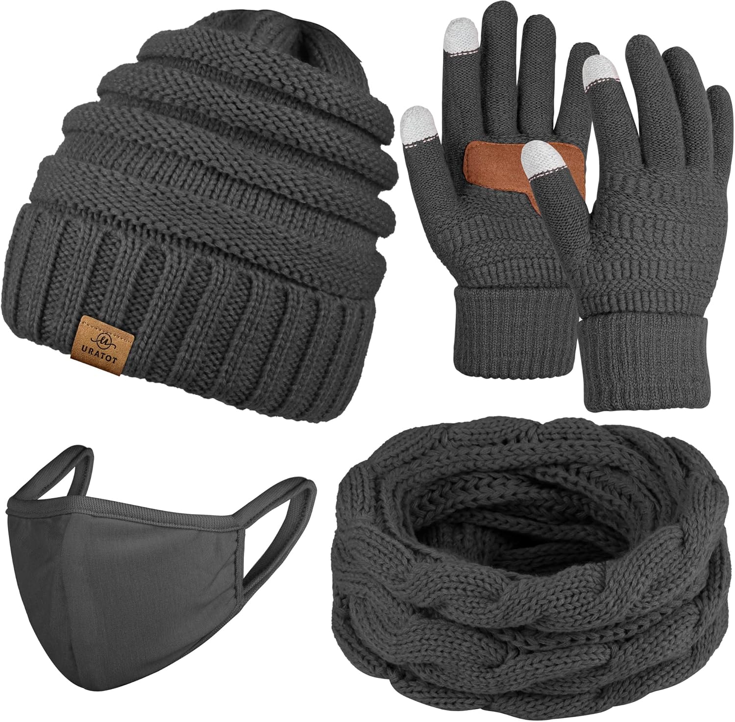 URATOT Paquete de 4 guantes de punto de invierno para hombre y mujer