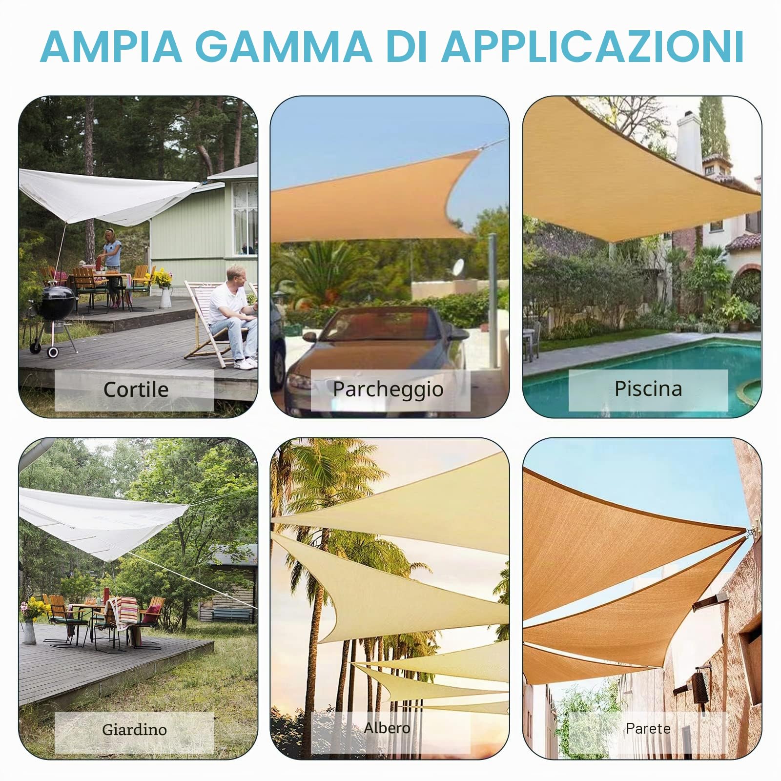 HOMPER M6 Kit di fissaggio per tenda da sole, Kit di fissaggio per parabrezza in acciaio inox resistente per parabrezza e triangolo, rettangolo, parasole Accessori per fissaggio a vela