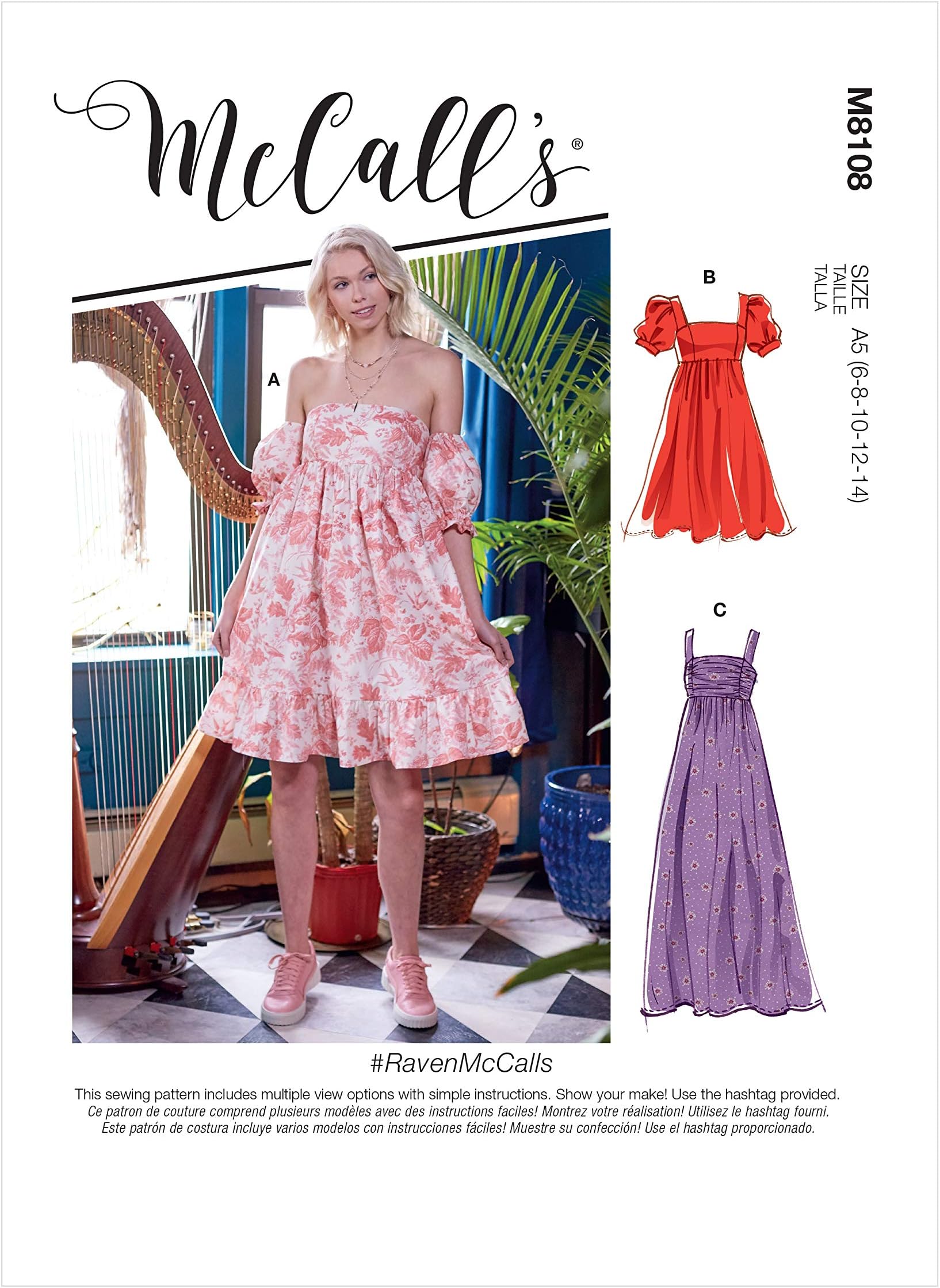 McCalls Sewing Patterns M8108A5 Misses>Dresses