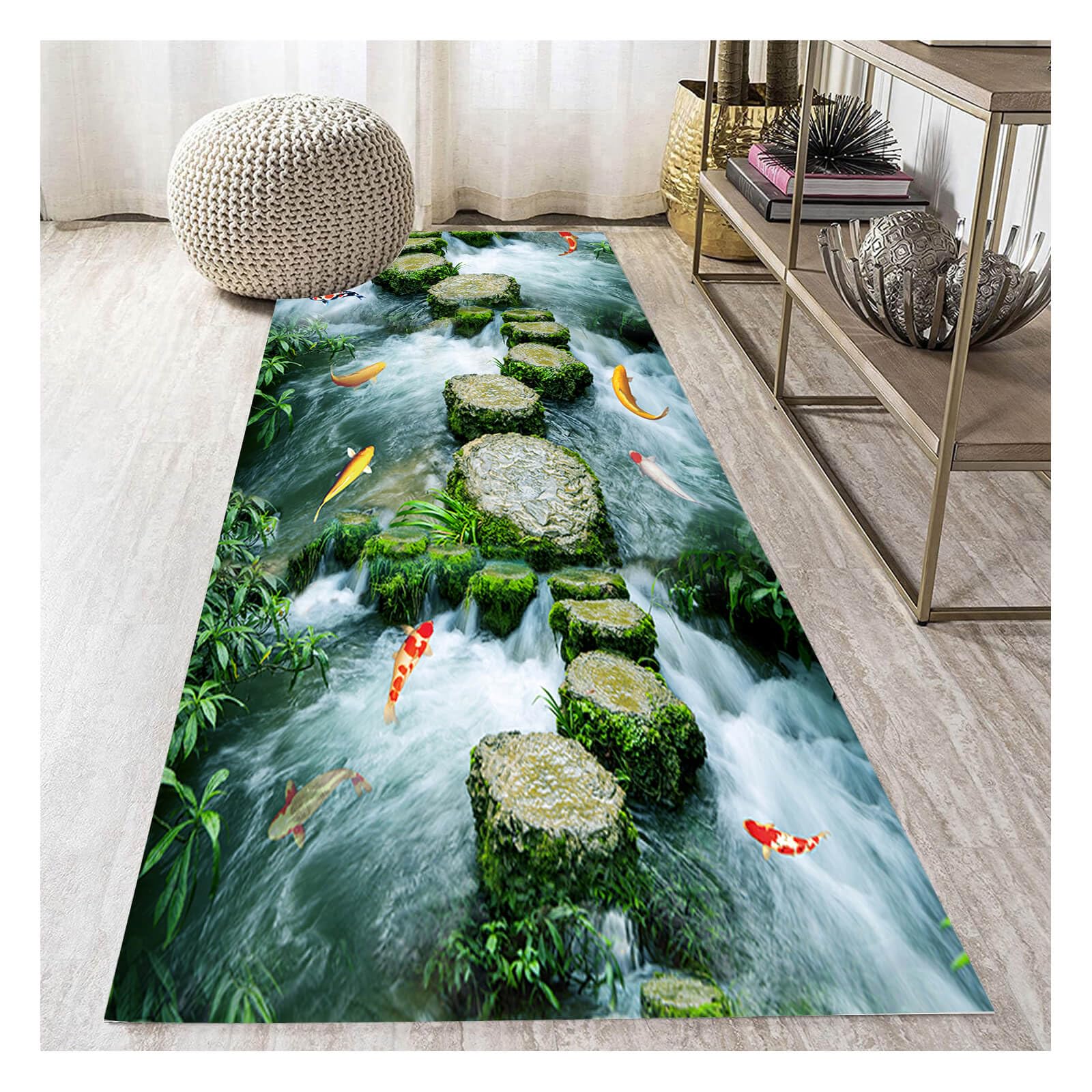 Alfombra verde pasillo cocina habitacion tapete antideslizante lavable entrada moderna casa