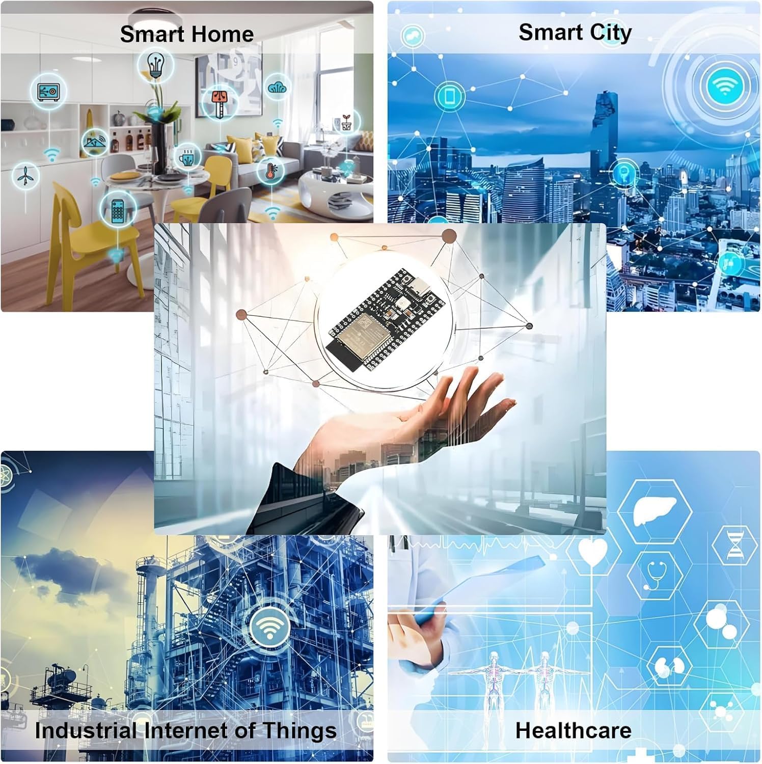 2 Pack ESP32-DevKitC-32E Entwicklungsplatine für IoT Smart Home/Industrial Control, Dual-Core 240MHz Wi-Fi + Bluetooth 5.0 mit USB-C, Original ESP32-WROOM-32E Modul (Arduino/Python/IDF) (8M)