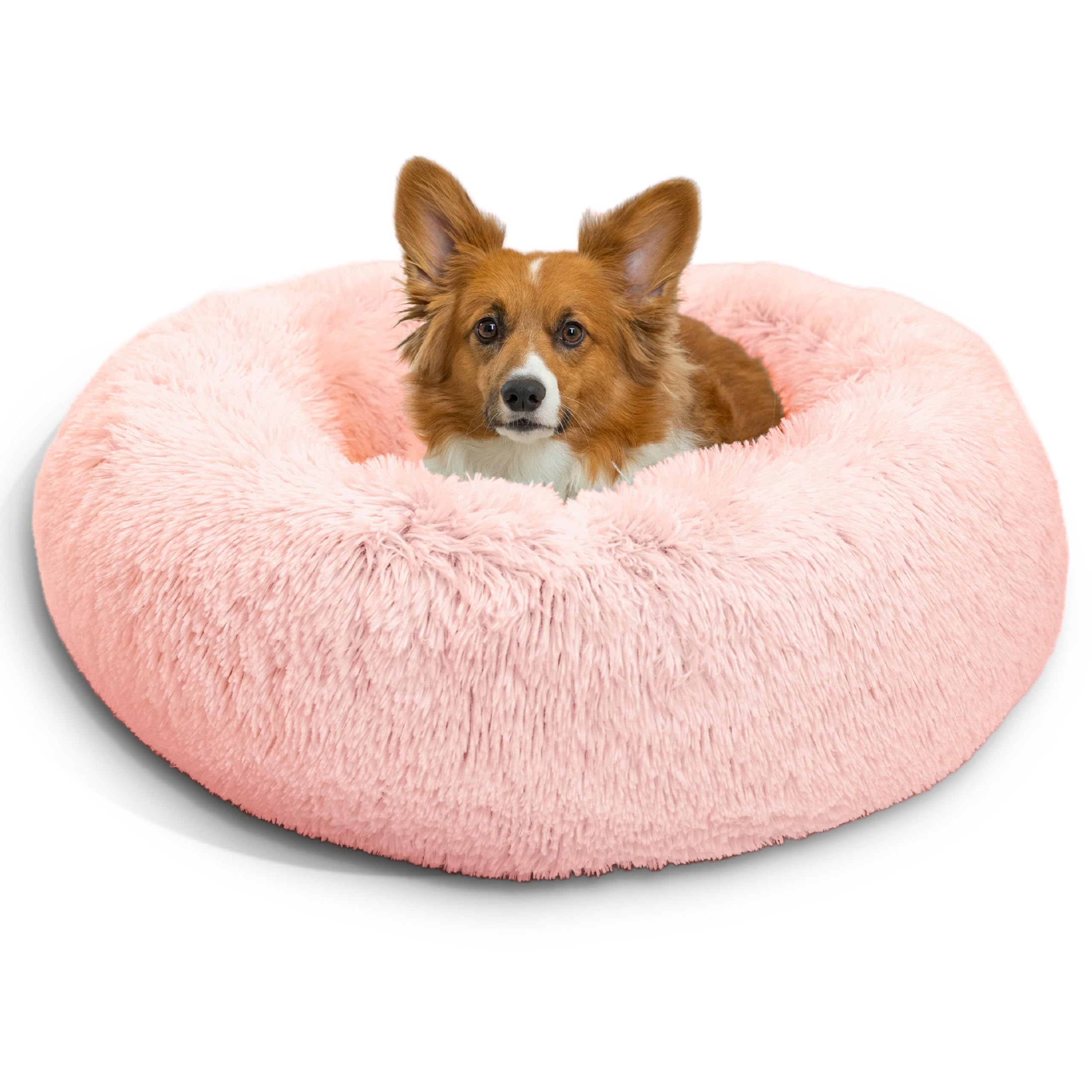 Best Friends by Sheri Original Calming Donut Dog Bed, Cotton Candy, 30"