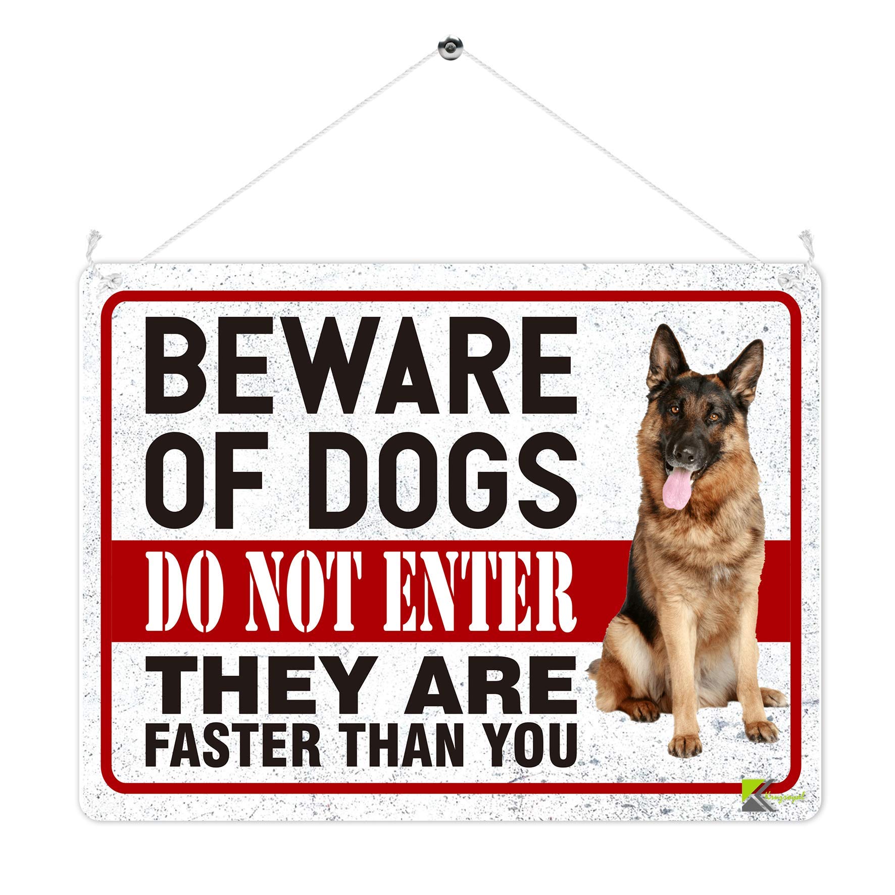 Kruzroyal MP330 BEWARE OF DOGS, Do not enter,They are faster than you. Funny Novelty Retro Vintage Metal Wall Sign Plaque 20cm x 15cm