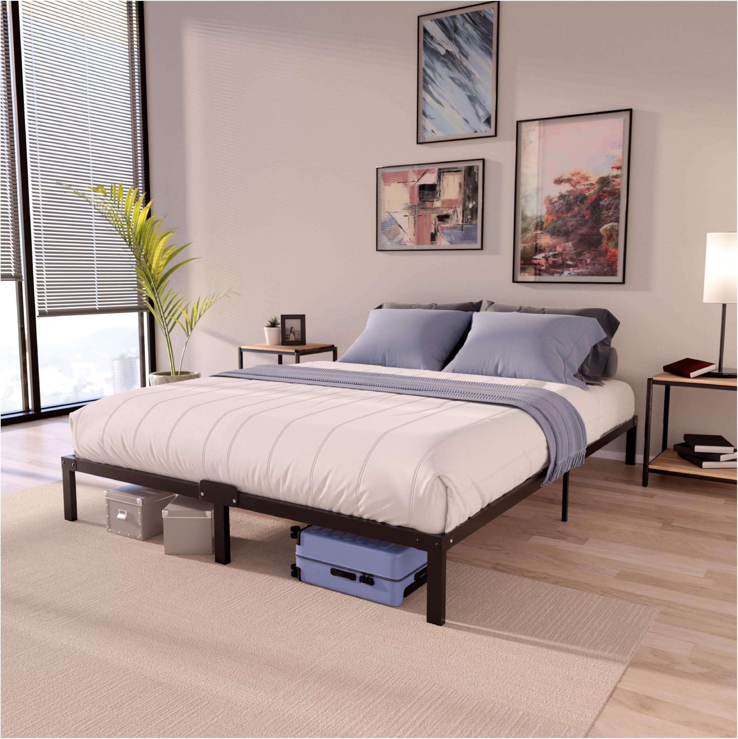 Dreamzie Super King Bed Frames Metal 180x200 with Storage 35cm Sturdy and 20min Easy Assembly Bed Frames - Large Storage with 35cm Height