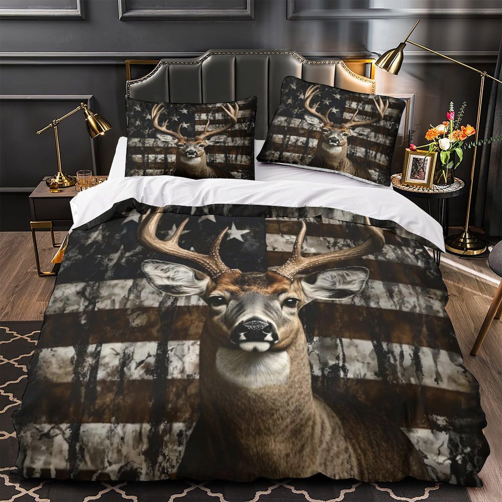 Housse de couette cerf en microfibre durable pour lit double qui ne ternit pas au lavage