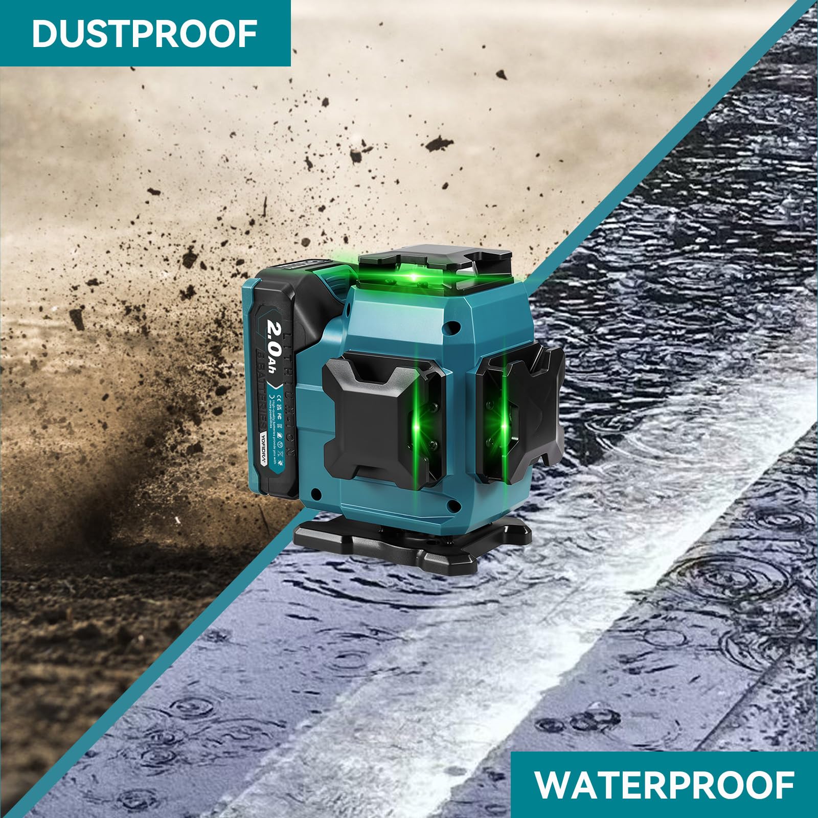 Yofidra Livella Laser con Treppiede - Laser a Linee Incrociate, Laser Autolivellante 4 x 360°, 4D 16 Linee, con 2 Batterie da 2000 mAh, Telecomando, IP54, per Cantieri, Interni