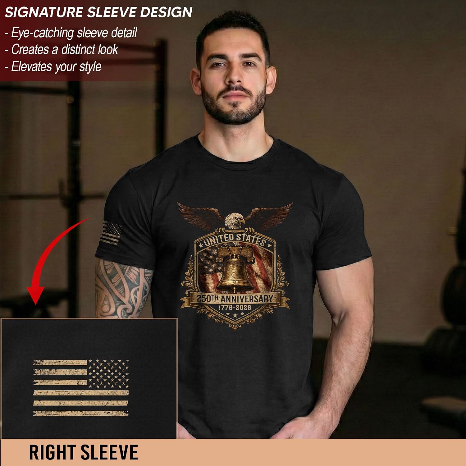 250 Year American Anniversary Shirt, Patriotic Shirts for Men, USA Eagle Graphic Shirt for Men
