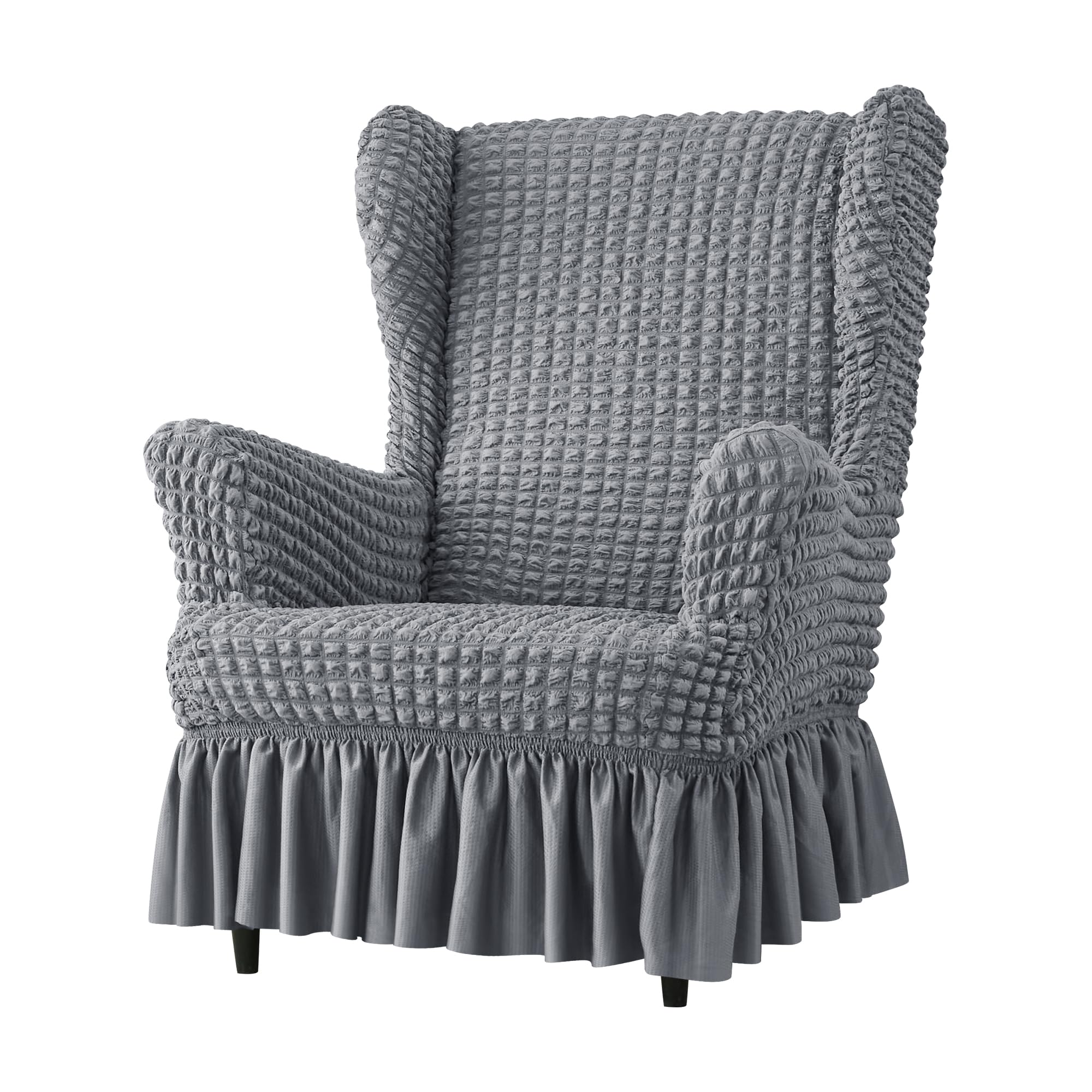 Fundas elásticas de salón para crear un rincón de lectura acogedor en su dormitorio gris