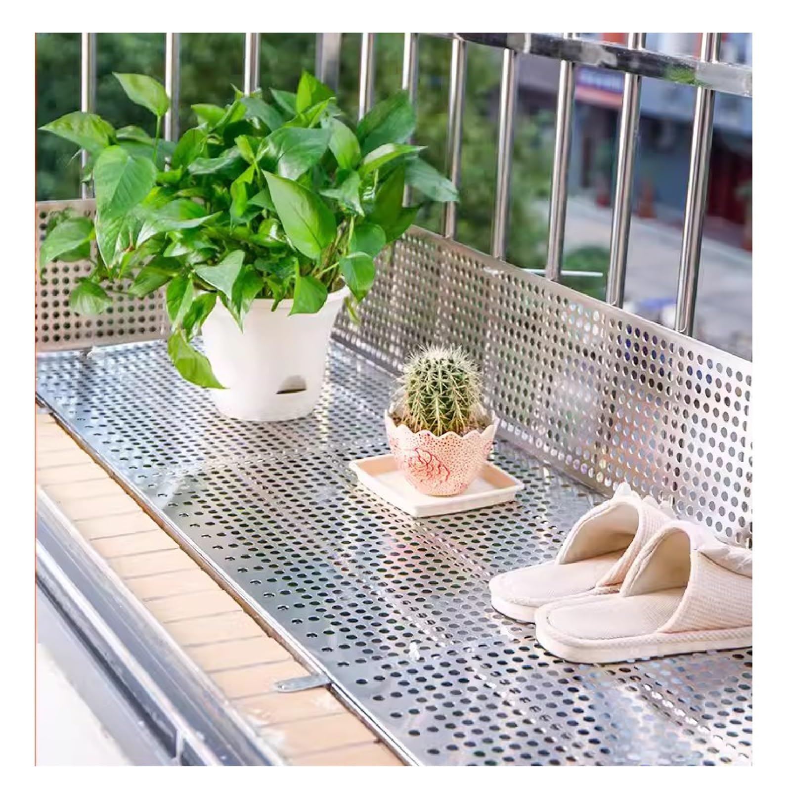 JINMLBO 304 Stainless Steel Perforated Plate, Hole Diameter 10mm Metal Preforated Sheet, Leak-Proof Window Pads, Easy to Install(20x122cm)