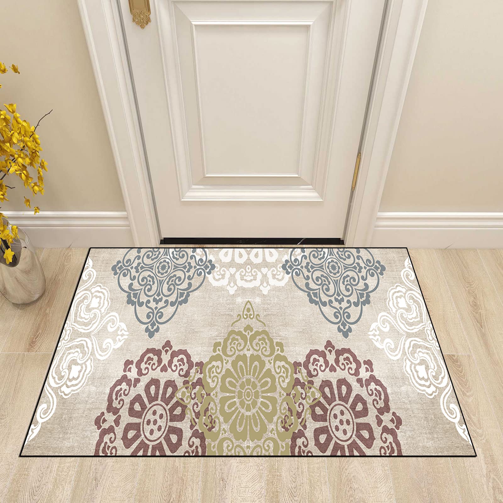 Teppich Läufer für Flur Küche rutschfest 110×450cm Modernes Vintage Nordisches Gemustertes Grau Teppichläufer Flurteppich Waschbar für Schlafzimmer Wohnzimmer, Breite 60cm/ 80cm/ 100cm/ 120cm