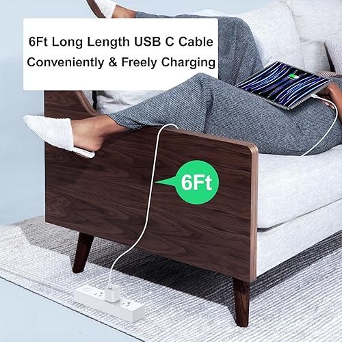 Miniatura 5 de USBC PD - Bloque de carga rápida USB C, cargador tipo C, adaptador de enchufe de pared y cable USB C de 6 pies para iPhone 16 15 Pro Max Plus, iPad