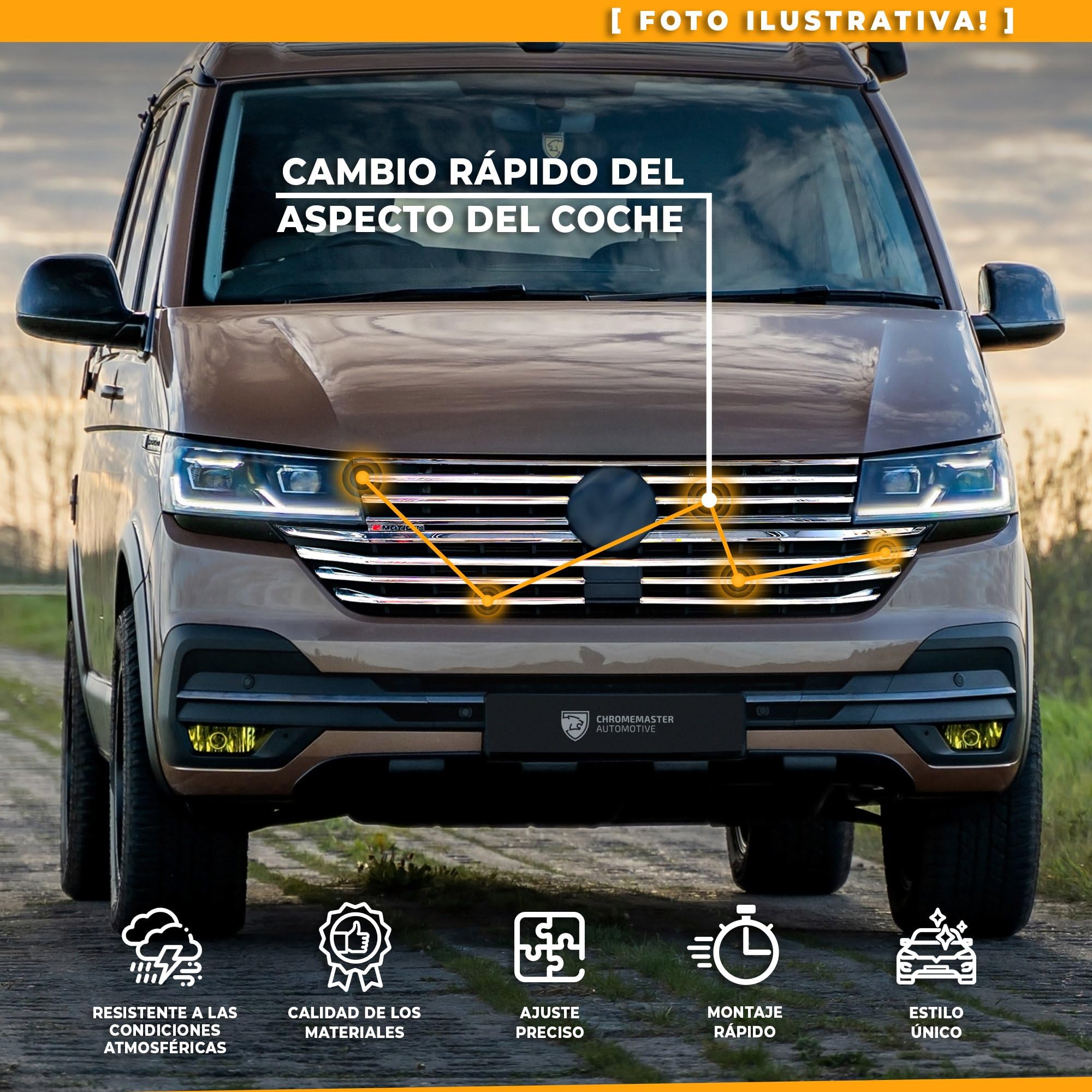 CHROMEMASTER | Compatible con VW Tiguan 2016-2020 | Molduras del Radiador Delantero; Rejillas para el Coche; Acero inoxidable Pulido | Nuevo, Atractivo Aspecto del Vehículo