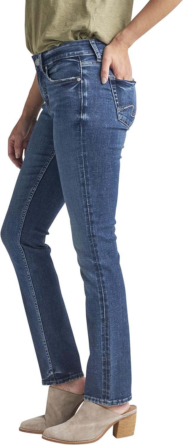 Silver Jeans Co. Women’s Suki Mid Rise Curvy Fit Straight Leg