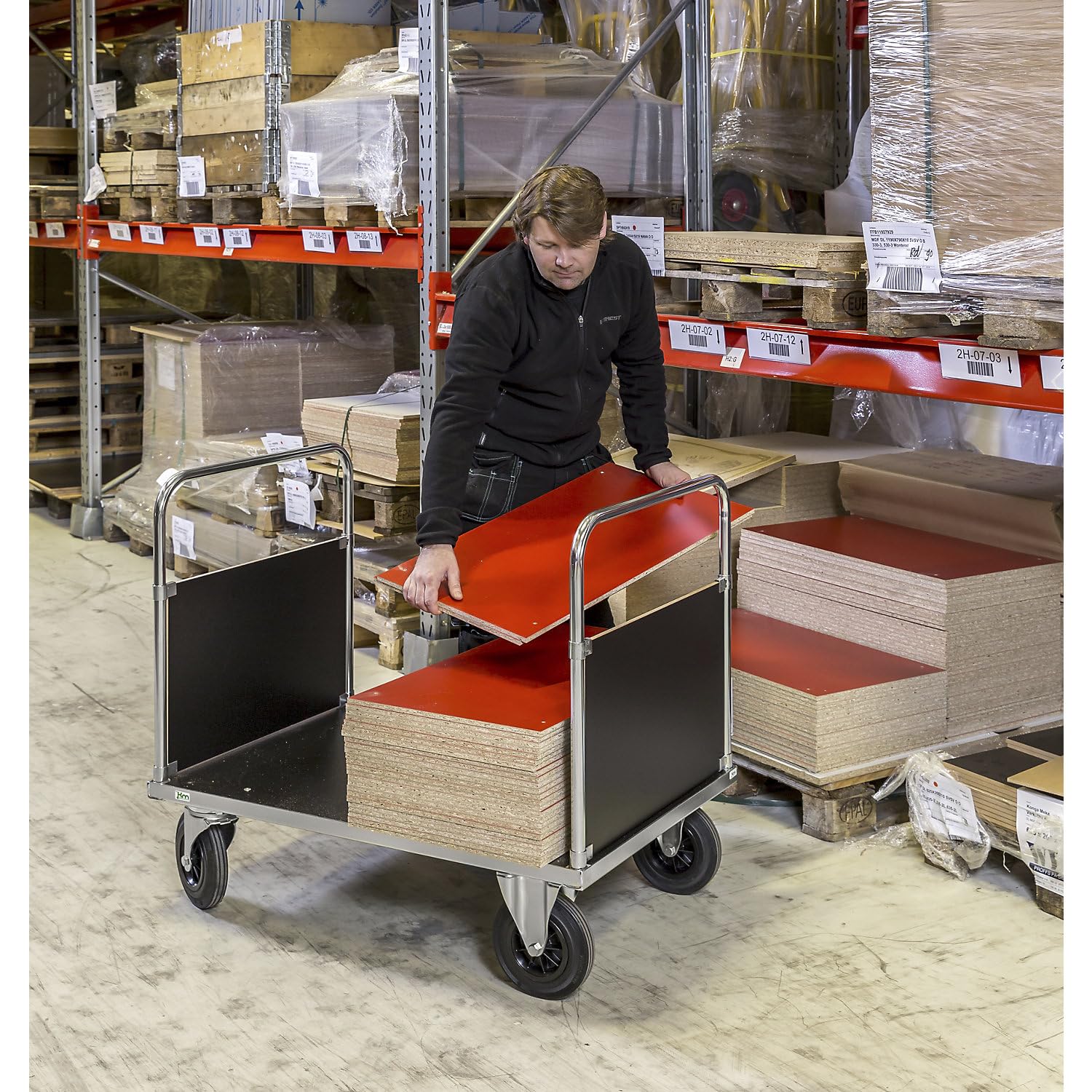 Carrello da trasporto | elettrolitico zincato | pavimento in melaminbeschichteter MDF Piastra | professionale in qualità industriale | Elettrolitico zincato, pavimento in melaminbeschichteter MDF Piastra | professionale in qualità industriale