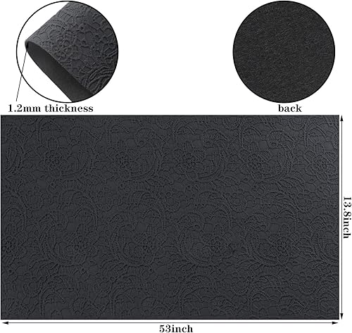 Miniatura 3 de Picheng Hojas de cuero sintético en relieve Rollos de cuero con textura de flores de 13.8 x 53 pulgadas, el cuero sintético es ideal para hacer