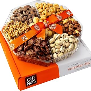 Oh! Nuts Gourmet Nut Gift Box - 2.2 LB | Large 7 Variety Holiday Freshly Roasted Party Tray | Birthday, Anniversary, Corporate Tray | Premium Gift Basket Idea for Men & Women