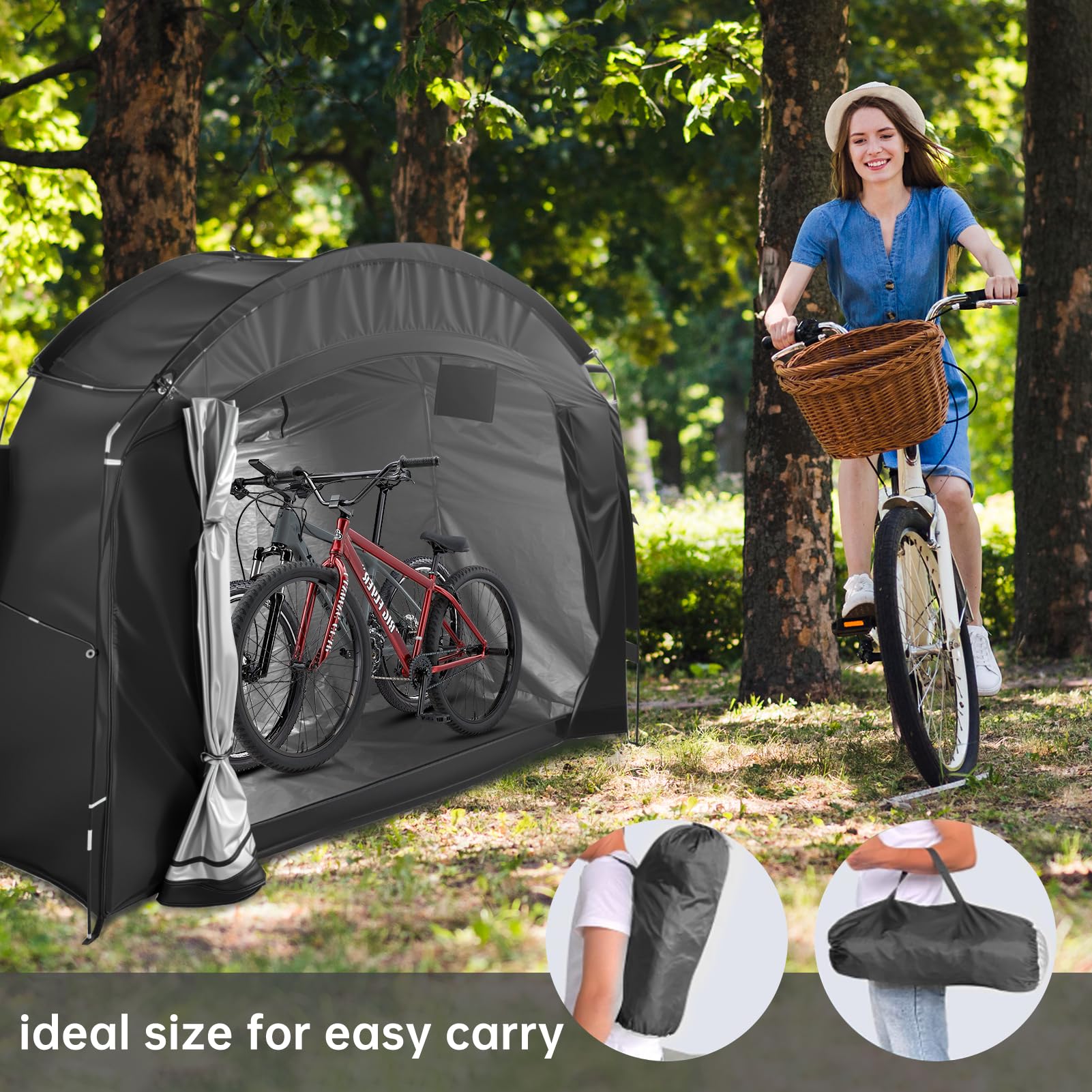 Fahrradgarage für 2 Fahrräder 210D Oxford Wetterfest Outdoor Fahrradabdeckung