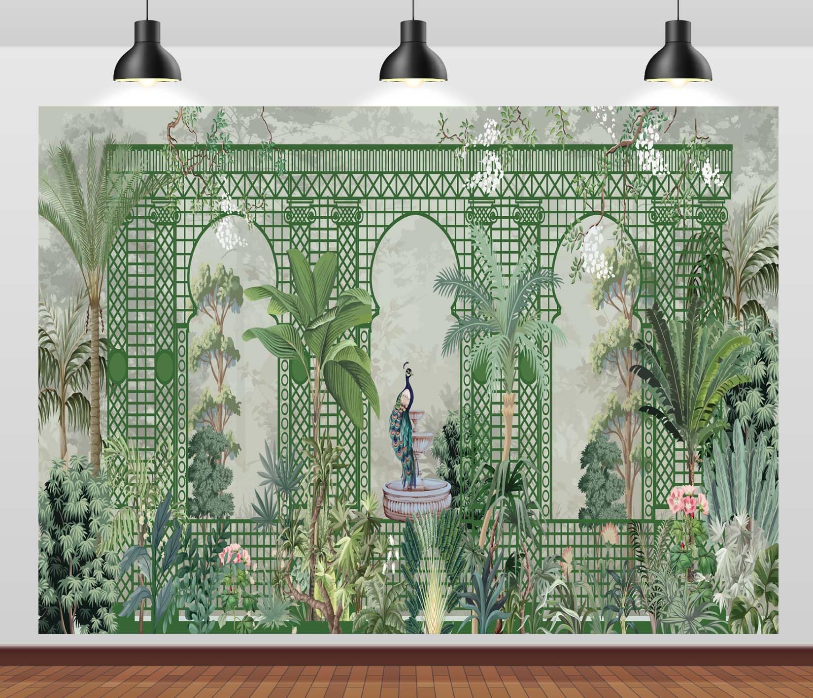 10x6.5FT Giardino Archi Palazzo Verde Sfondo Fotografico