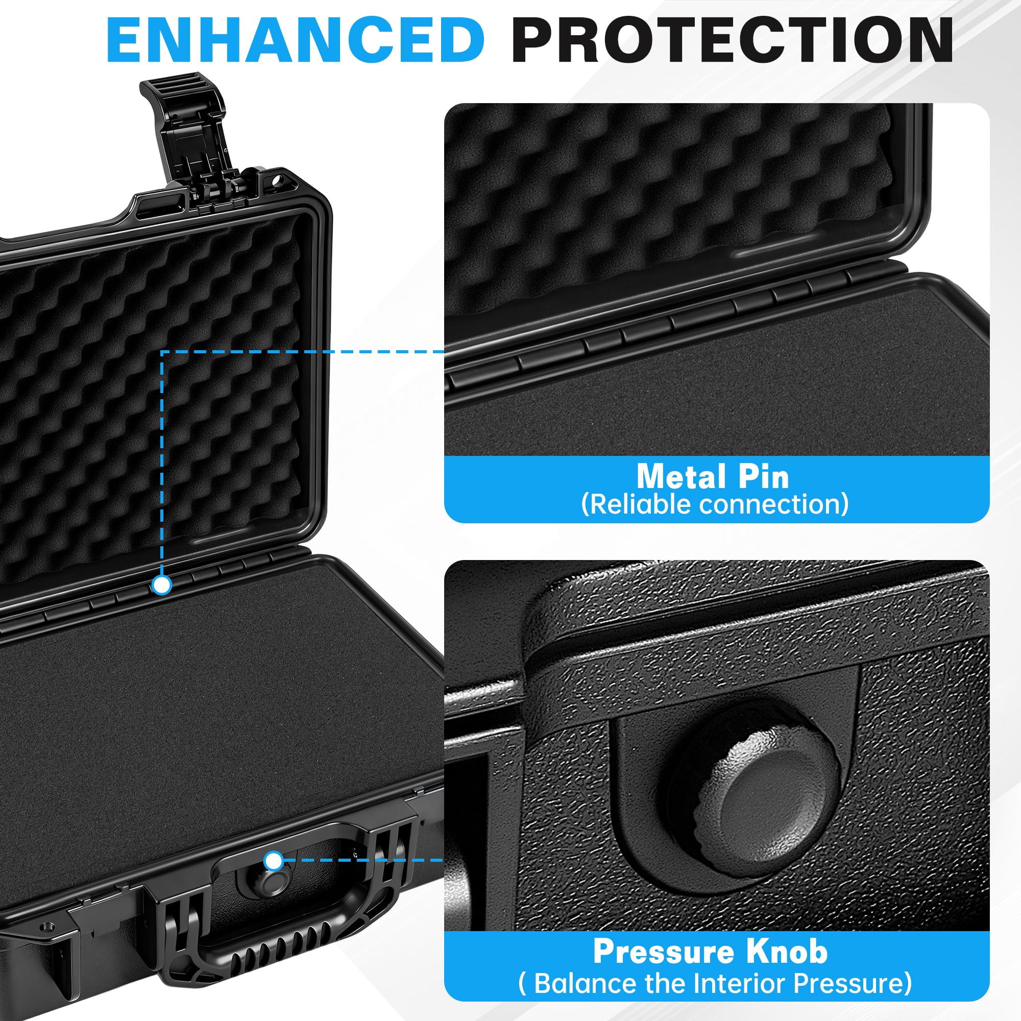 OUUTMEE Custodia rigida portatile, custodia rigida protettiva per fotocamera con schiuma, Nero , XL-41*34*15CM, Organizer per borse | IP67 Custodia antiurto con schiuma personalizzata, per fotocamere, droni, obiettivi, strumenti e attrezzature