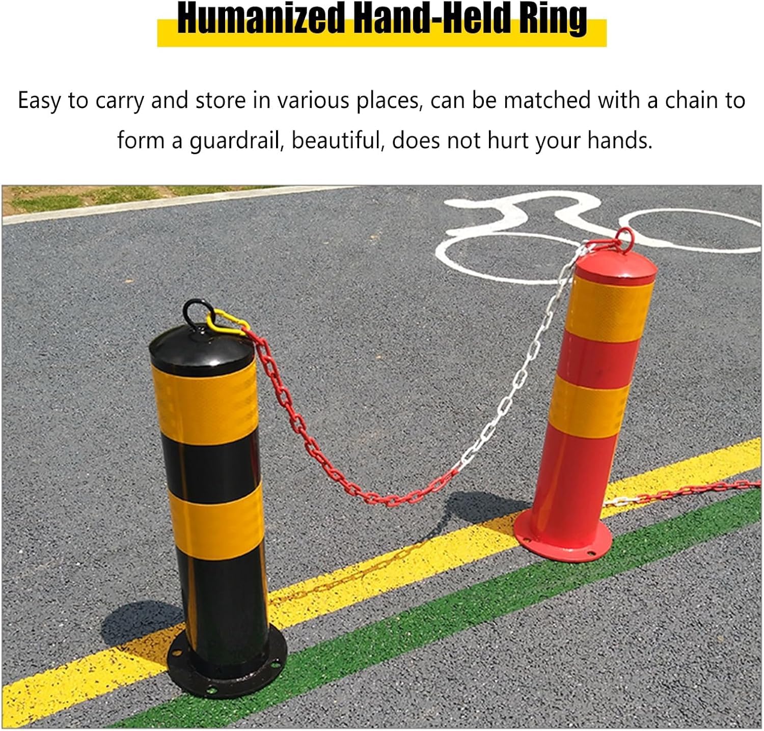 Poste Delimitador De Barrera De Seguridad con Conos De Tráfico, Poste Delimitador con Base, Poste De Estacionamiento De Acero con Montaje En Suelo Y Bloqueo, Postes,H 50CM/19.7in