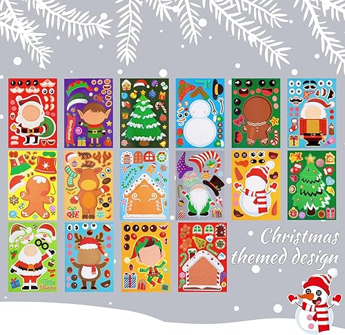Miniatura 2 de MCPINKY 32 calcomanías para niños, calcomanías de Navidad para hacer tus propias calcomanías de Navidad para manualidades, regalos de fiesta,