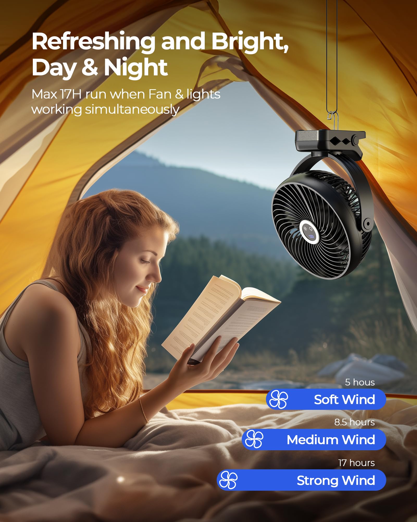 xasla Ventilatore portatile a clip con timer a batteria