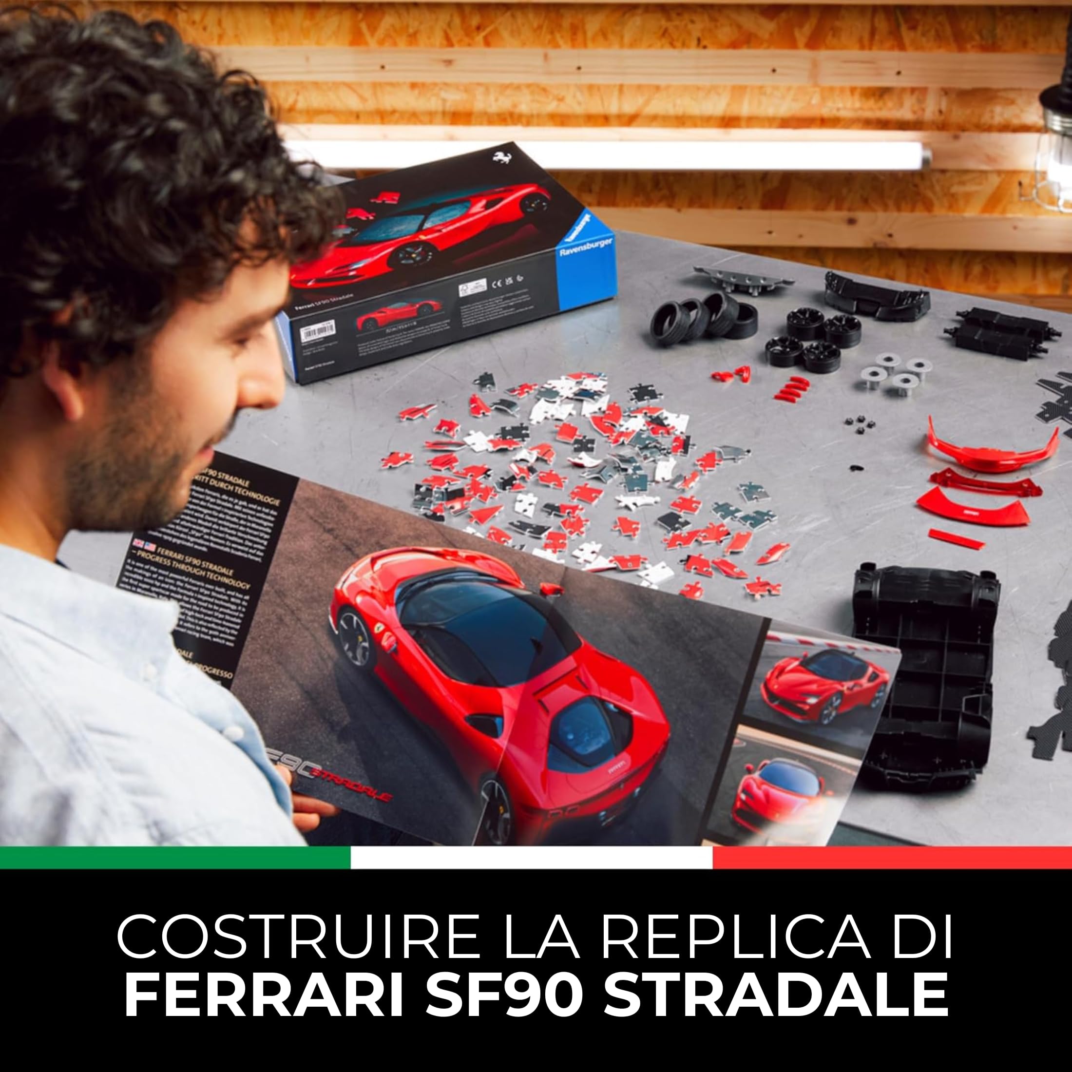 Ravensburger - Puzzle 3D Ferrari SF90 Stradale 161 pezzi, Modellismo da costruire adulti, Modellino Ferrari, Modellini auto da costruire, Idee Regalo