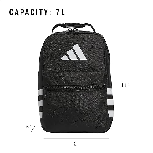 Miniatura 5 de adidas Santiago - Lonchera enfriadora para mujeres y hombres, caja aislada para alimentos con bolsillo de malla, negroblanco3.0, talla única