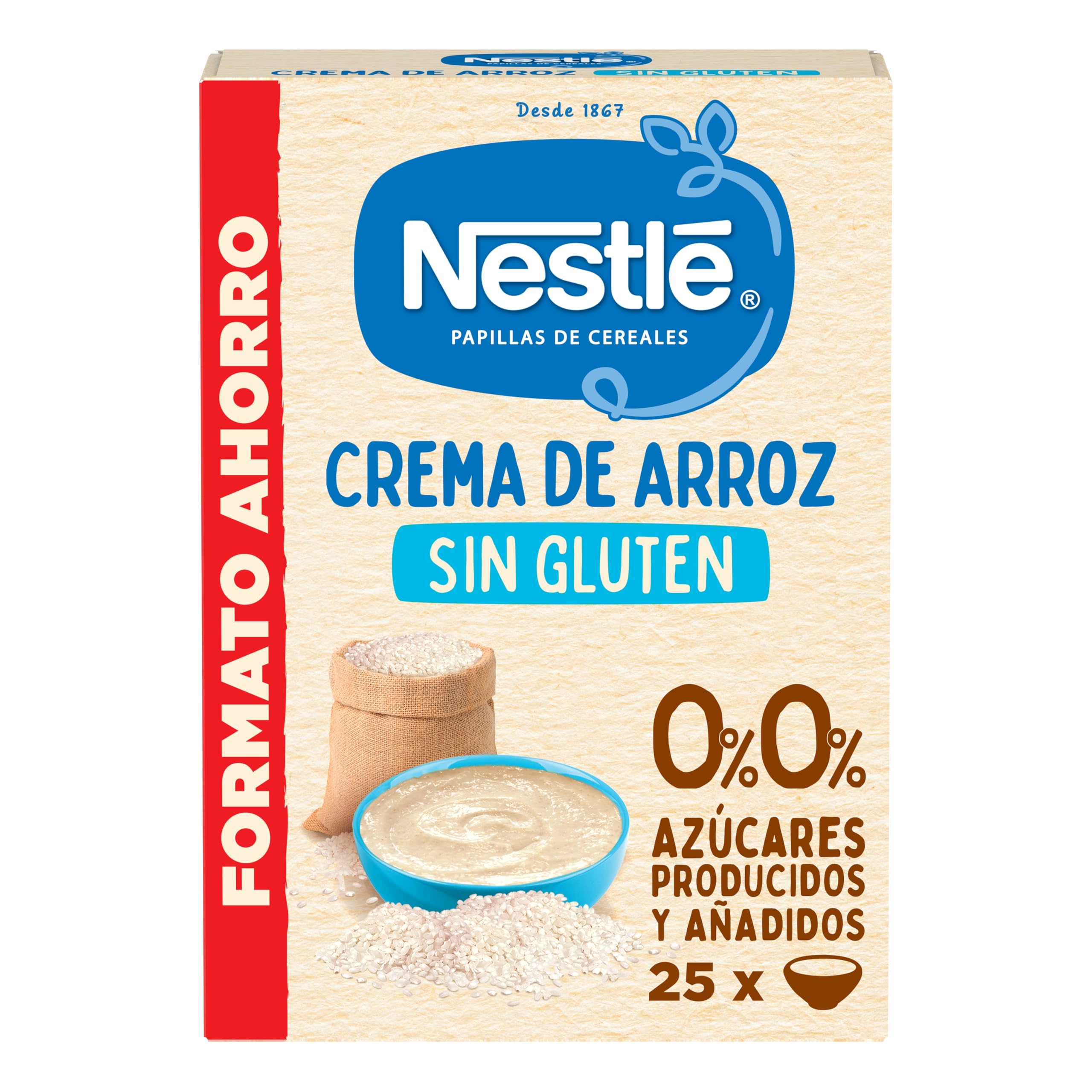 Nestlé 0% 0% Crema De Arroz Y Sin Gluten, A Partir De Los 6 Meses, 450 G