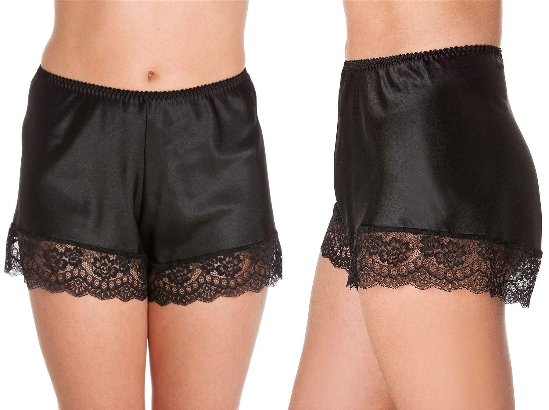 Undercover Women's French Knickers - Black F58 Luxury Satin French Knickers Black Xos