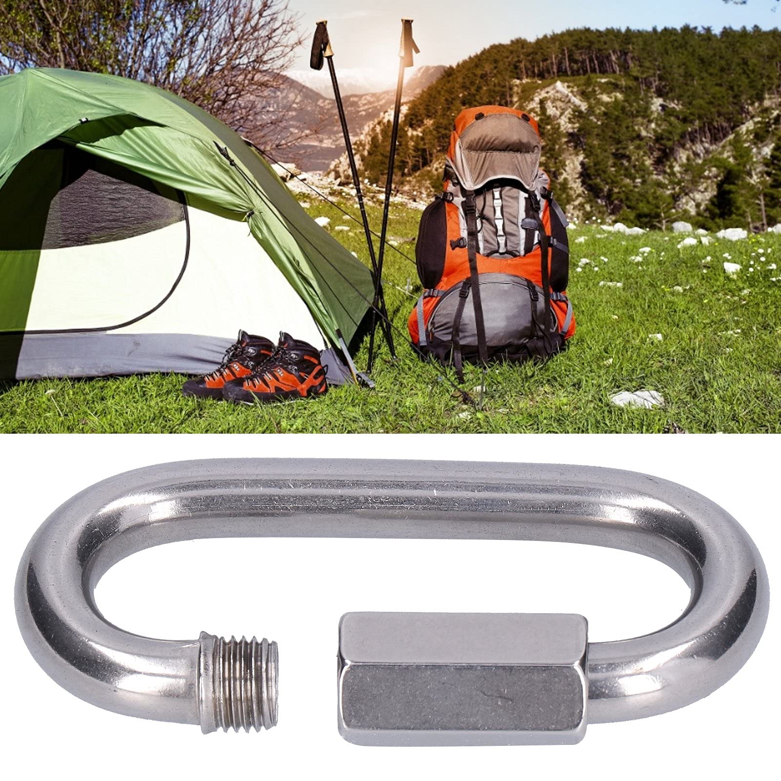 Conector de enlace rápido de 10 piezas, acero inoxidable D de la cadena de forma de forma rápida, ganchos de cadena de carabinadores de bloqueo, para navegación, campamento, (M10)