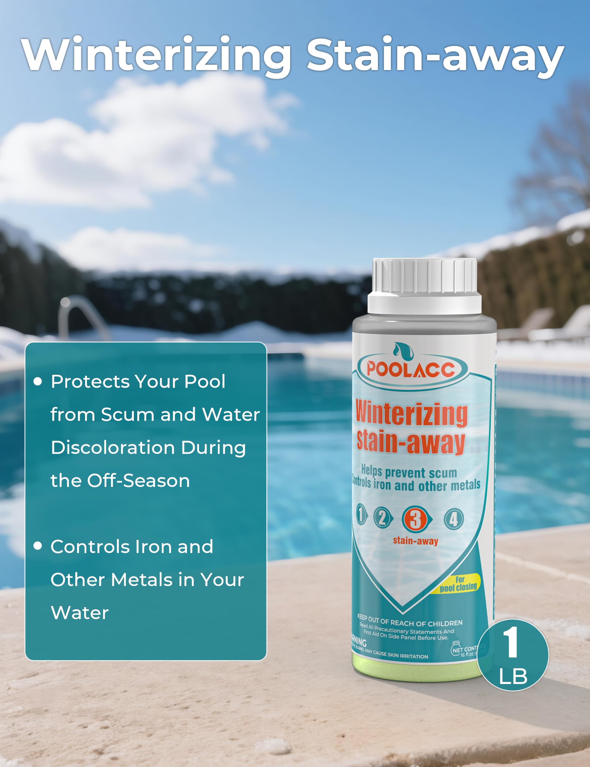 POOLACC Kit de cierre de alberca de invierno todo en uno, maneja hasta 7,500 galones para piscinas elevadas y enterradas, kit de preparación para el invierno de piscina 4 en 1 con múltiples accesorios