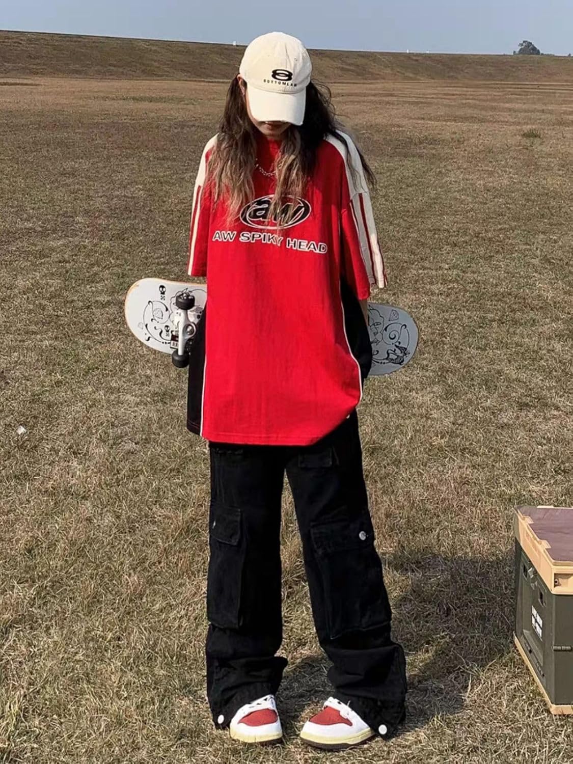 Lixom Patchwork Sports Graphic Tees Oversized T Shirt Hip-hop Loose Fit Vintage Short Sleeve Couple Tops - Image 5