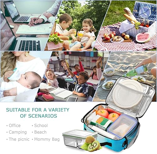 Miniatura 8 de Soccer Ball Water Lunch Box for Boys Girls Football Insulated Lunch Bag Kids Cooler Tote Shoulder Strap Reusable School Picnic Travel Office