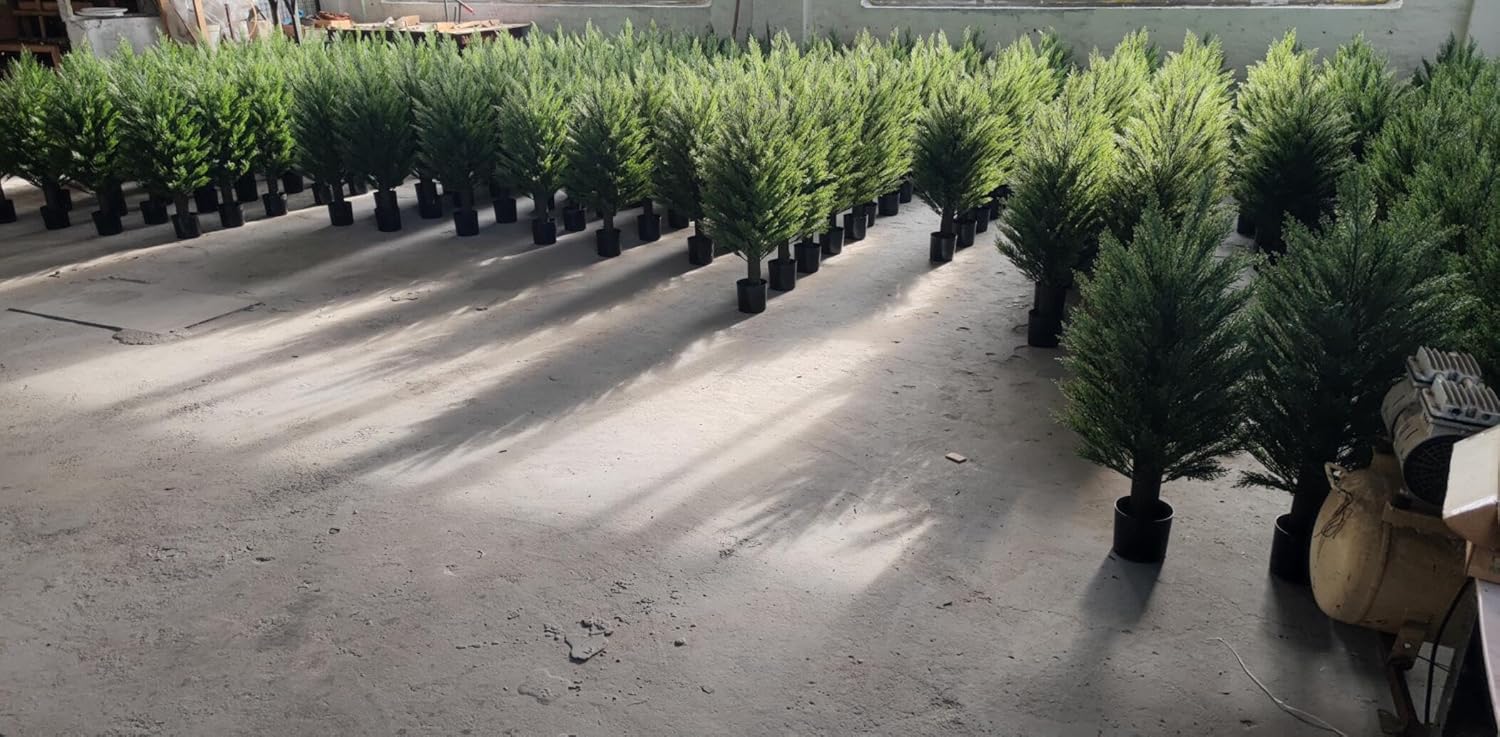 ALL SEASON GREEN 3ft Artificial Cypress Topiary Plants,UV Protection Potted Fake Cedar Plants for Front Door Porch Decor,Realistic and Longer Life 1PC