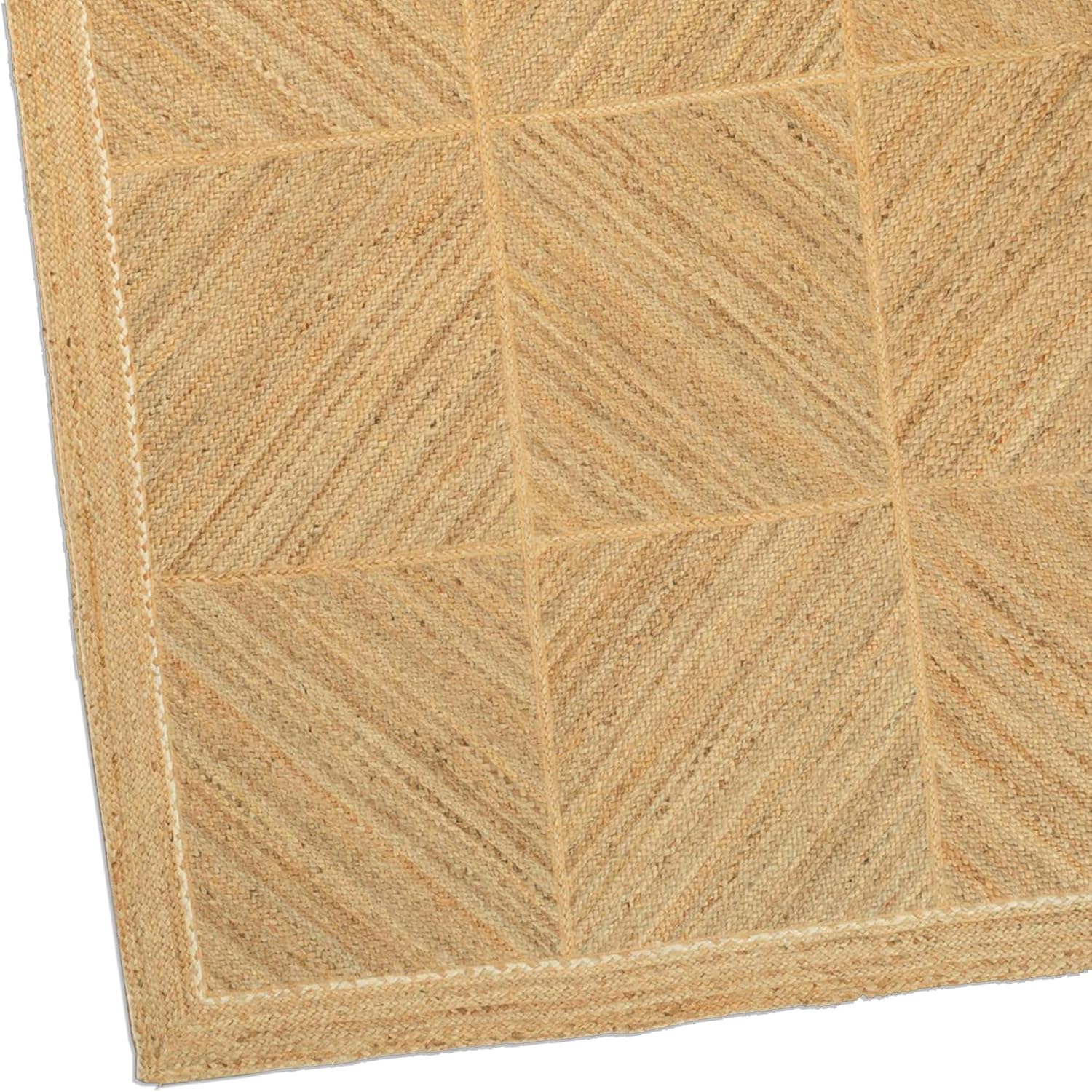 Premium Quality Jute Rug 10x18 Feet Area Rug Natural Fiber Jute Rugs Thick 0.27" Natural Fiber Rugs for Bedroom Living Room Home Design, Geometric Natural Border Carpet