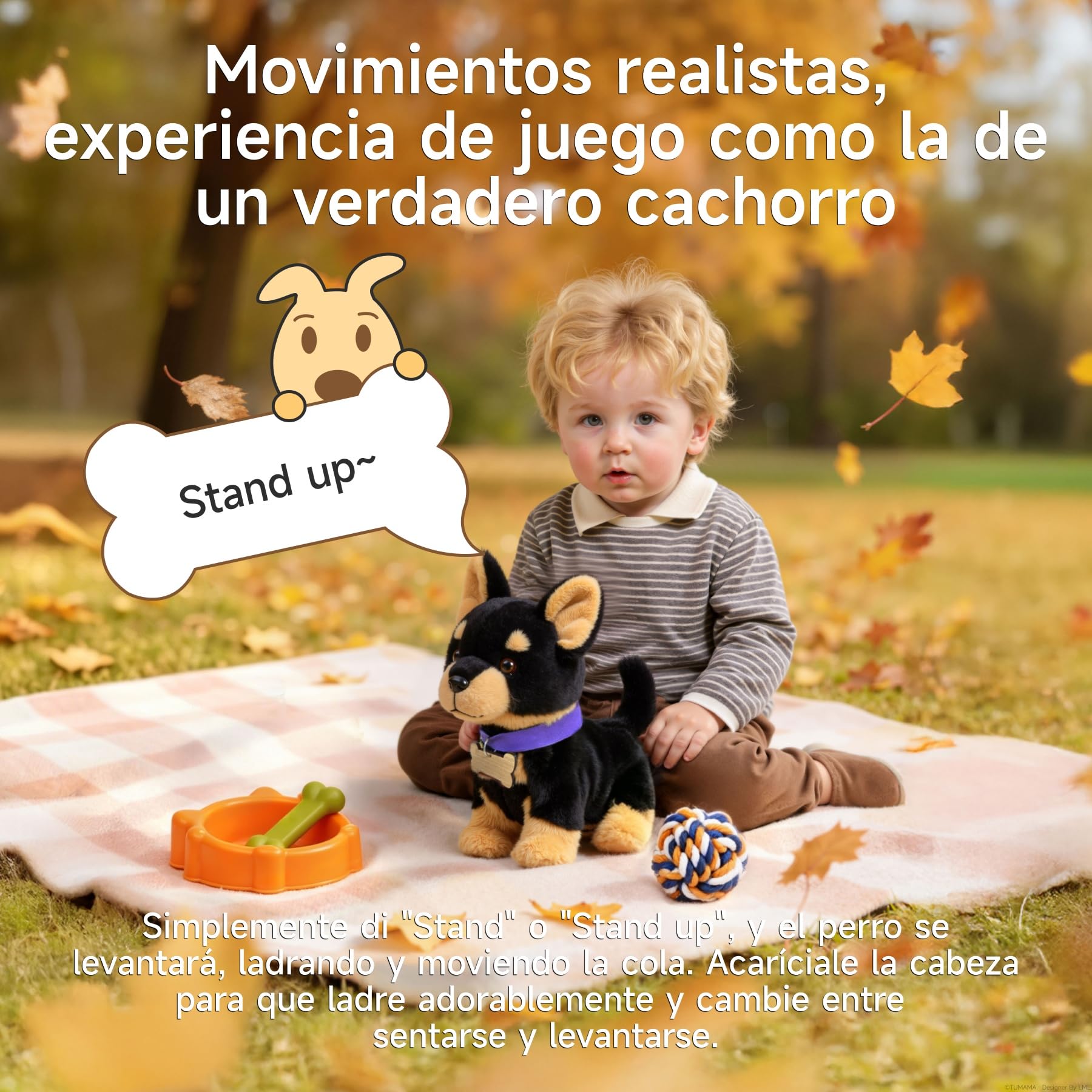 TUMAMA KIDS Juguete de Perro Que Camina y Canta, Perrito de Peluche Niños