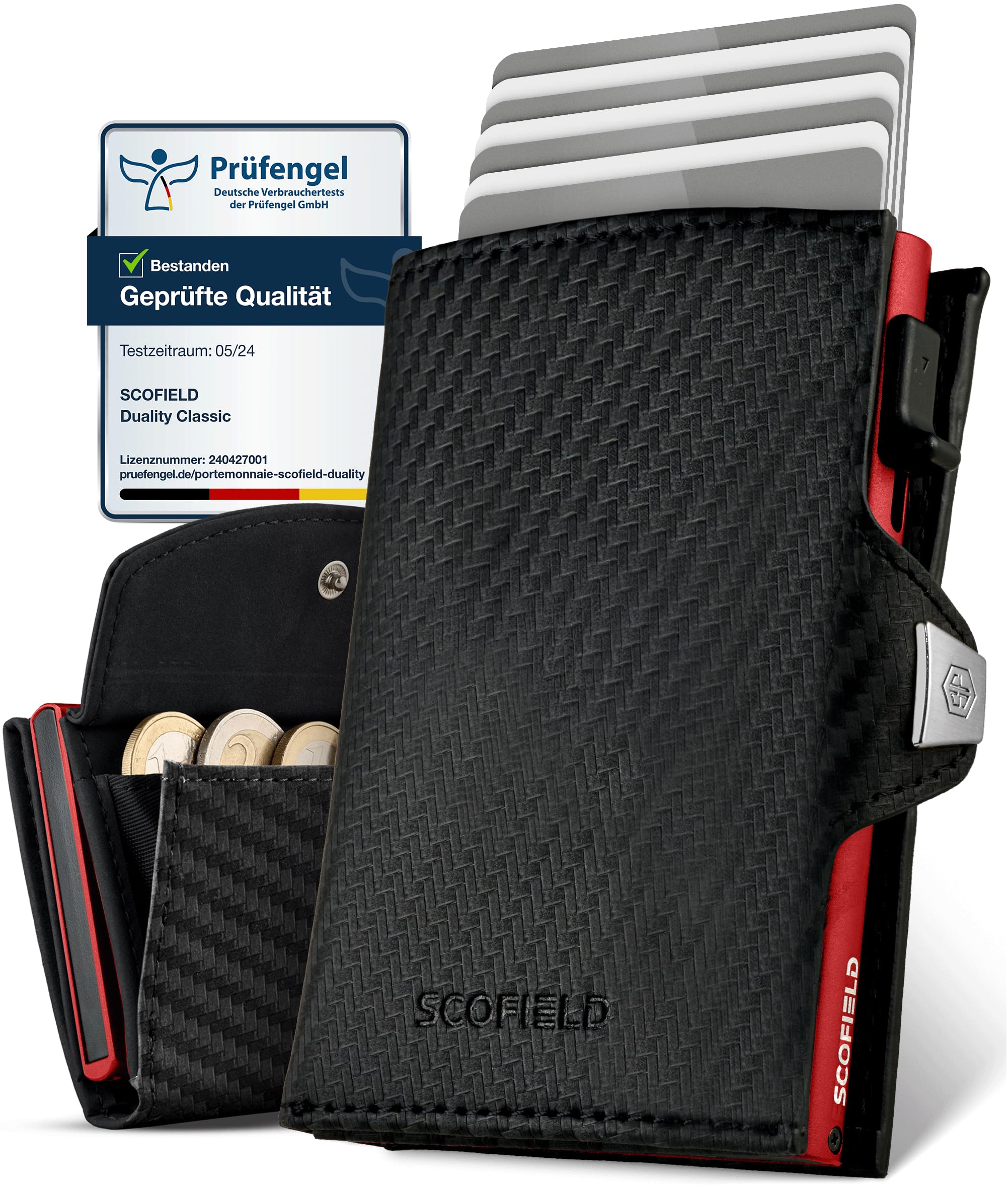 SF SCOFIELD Duality Classic Slim Wallet mit Münzfach | Kartenetui Herren für 9-10 Karten | Geldbeutel Portemonnaie mit RFID Schutz | Wallets for Men | Kreditkartenetui