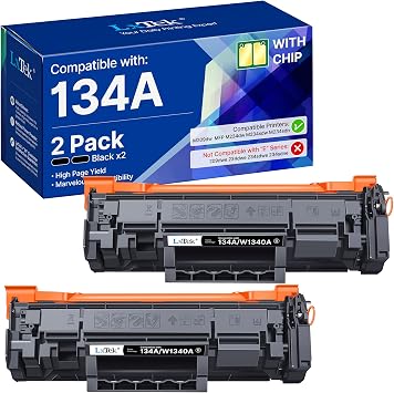 LxTek 134A Toner Cartridge with Chip Compatible Replacement 2 Pack Black | for HP 134A Black Toner Cartridge W1340A 134X W1340X for HP LaserJet Pro M209dw MFP M234dw M234sdw M234sdn Printer Ink