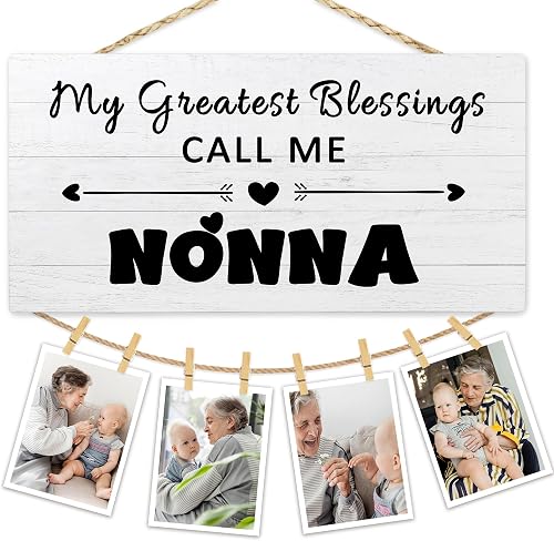 Hiuwevt Nonna Picture Frame Photo Hanging Display, Grandmother Gifts for Christm