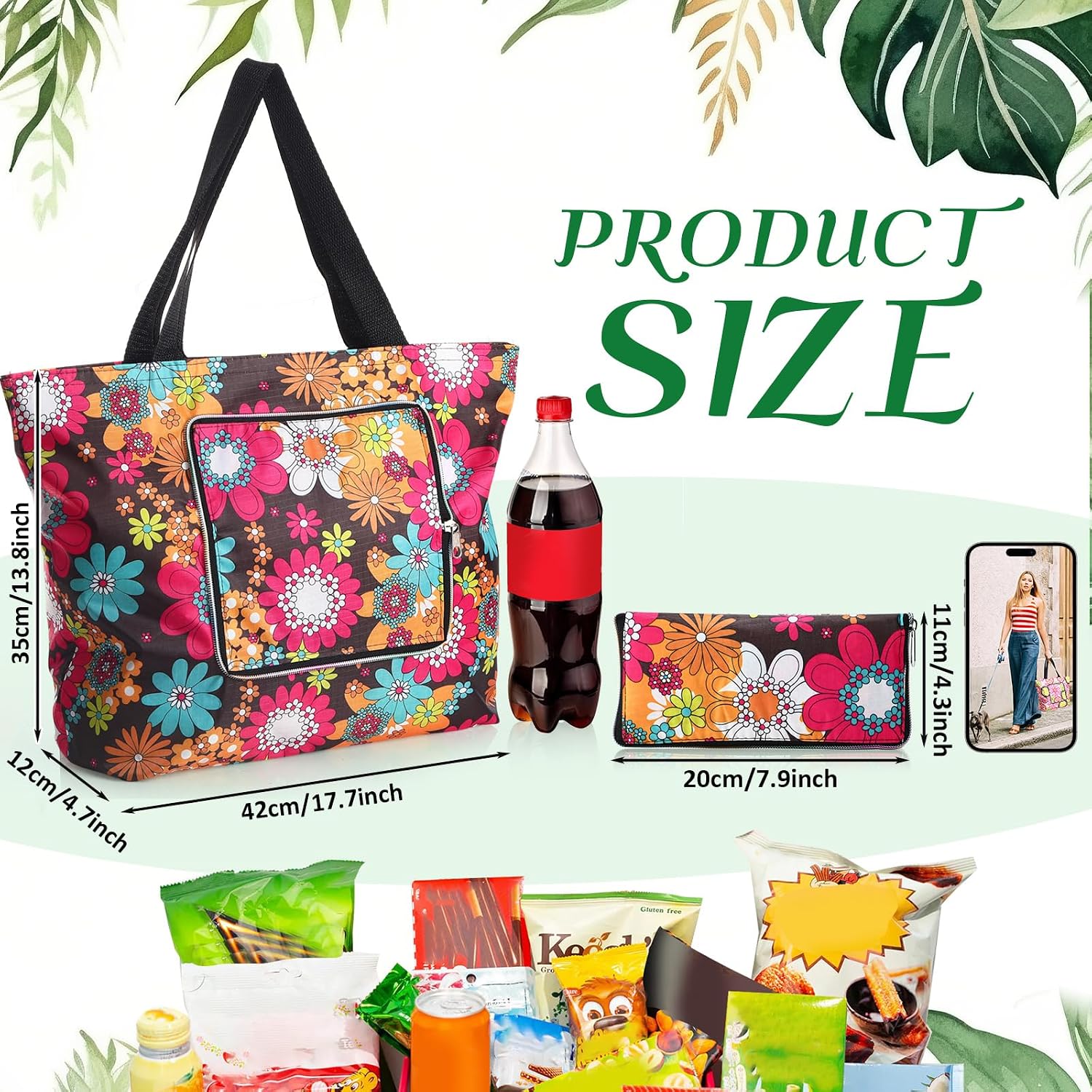 8-pack Summer Beach Tote Bags, Waterproof Sandproof Reusable Shopping & Groceries Bags with Zipper Foldable Pocket-size(Classic)