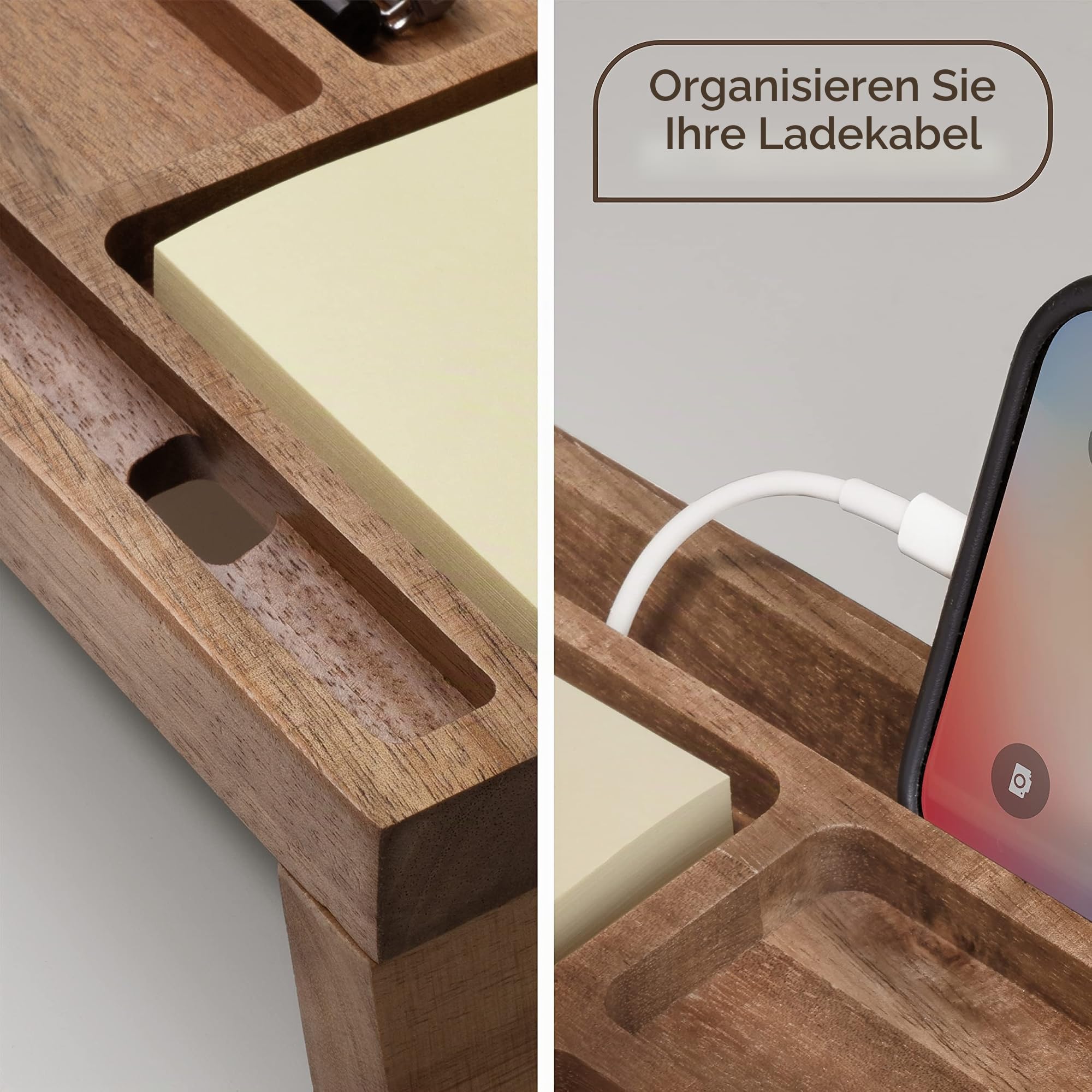 NAUMOO Schreibtisch-Organizer aus Holz (Akazienholz)