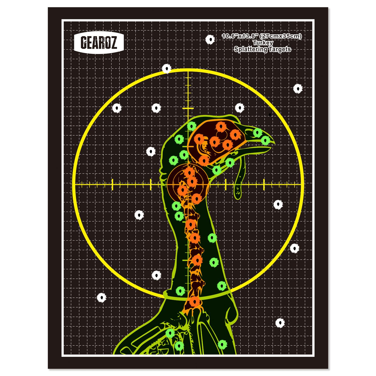 Splatter Turkey Targets, 15PCS 10.6" x13.8" Adhesive Shooting Turkey Target Stickers for Shotgun Patterning, Archery Practice