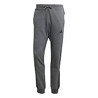 adidas Homme Essential Three Stripes Fleece Pant, Dark Grey Heather/Black