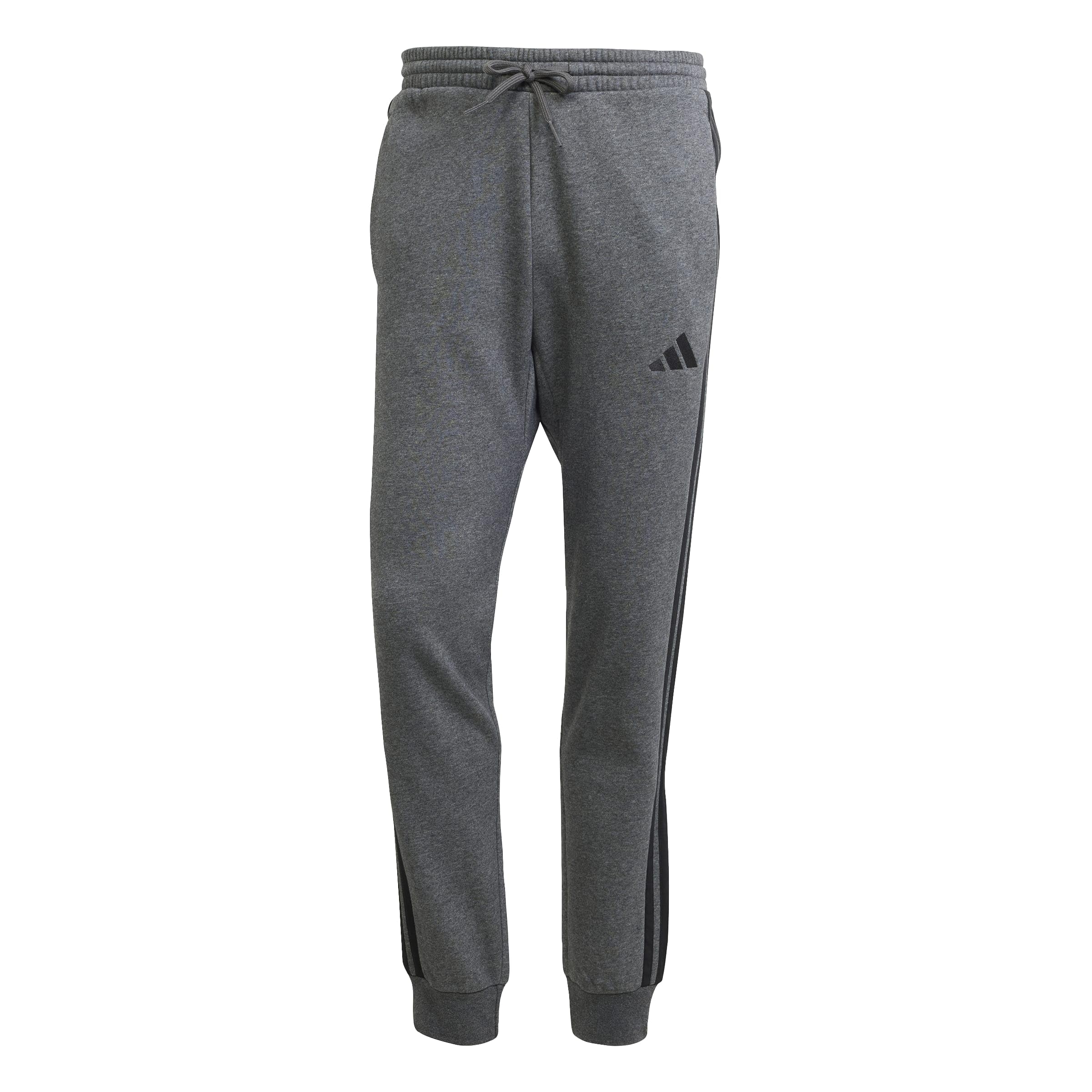 adidas Homme Essential Three Stripes Fleece Pant, Dark Grey Heather/Black, S